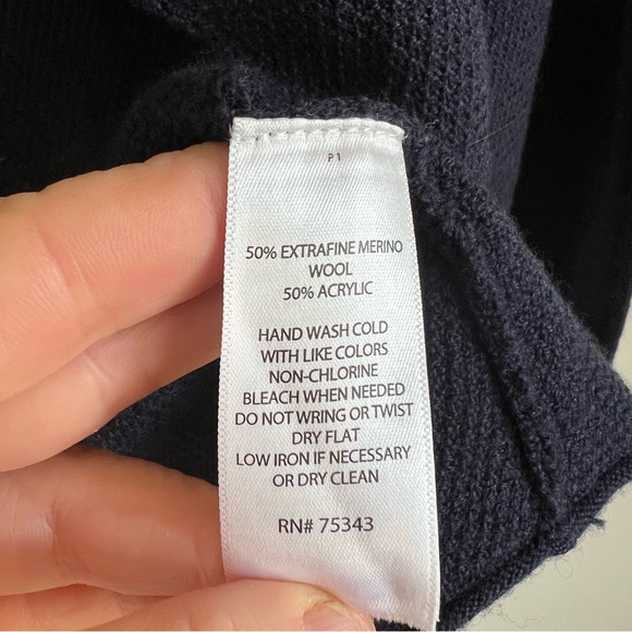 Tahari Wrap Cardigan Sweater Cowl-neck Navy - Picture 11 of 12